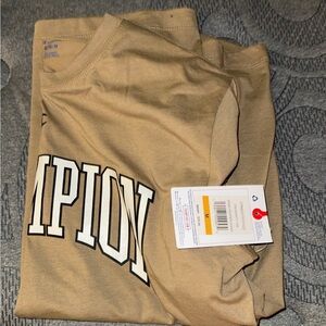 Champion Beige Tee with Bold Logo